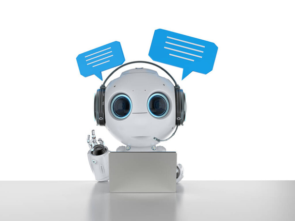 3D рендеринг chatbot или помощник робота чат с пузырьком речи - Фото, изображение