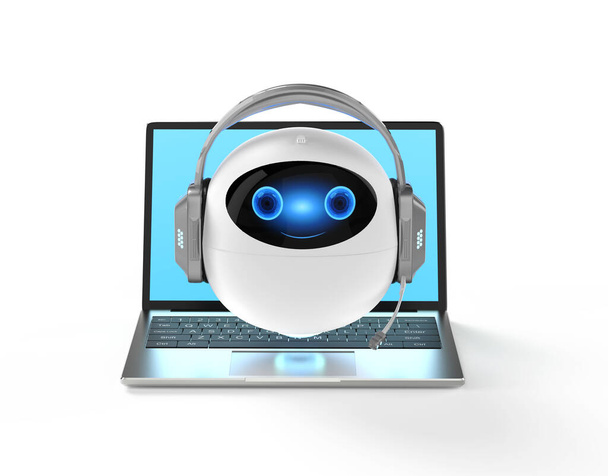 3d renderowania chatbot lub asystent robota czat ze słuchawką - Zdjęcie, obraz