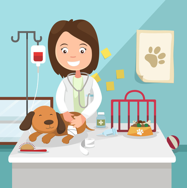 L'idea di illustrazione cura veterinario femminile
 - Vettoriali, immagini