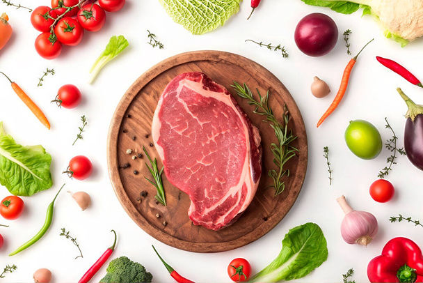Grilled beef steak ribeye medium rare on wooden  - 写真・画像