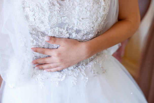 close up of the bride 's hands  - Foto, Imagem