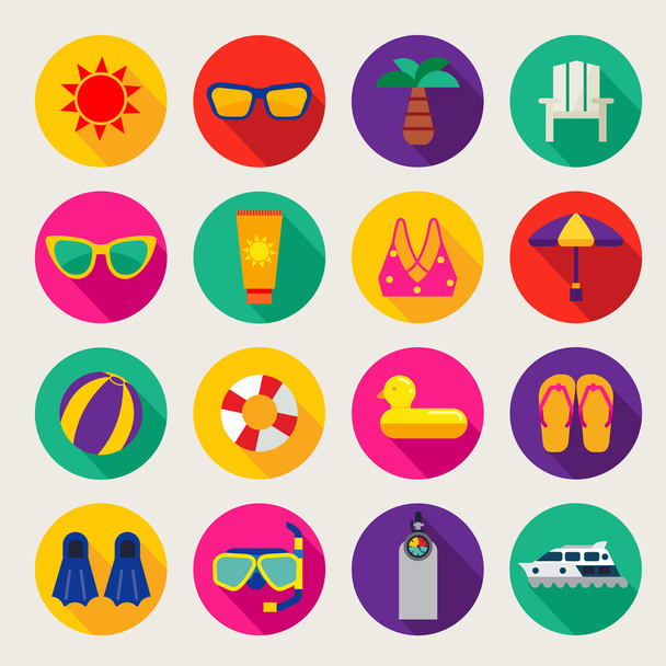 Summer icons set - Vector, Image