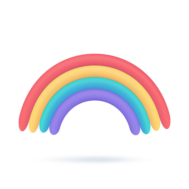3D weather forecast icons clear sky after rain Beautiful rainbow. 3D illustration. - Vector, Image