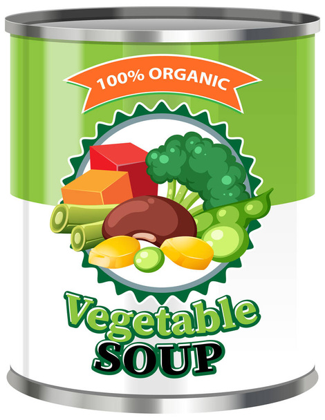 Soupe de légumes dans les aliments peut vecteur illustration - Vecteur, image