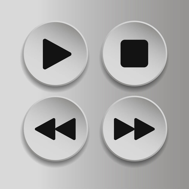Collection of multimedia symbols. Flat style icon on gray background. Vector illustration - Вектор,изображение