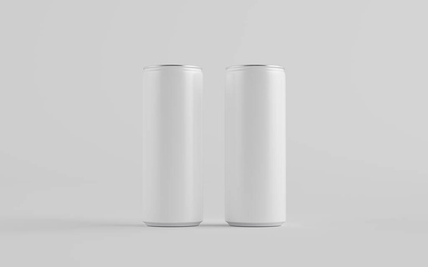 250ml / 8.4 oz. Aluminium Can Mockup - Two Cans. Blank Label.  3D Illustration - Foto, afbeelding