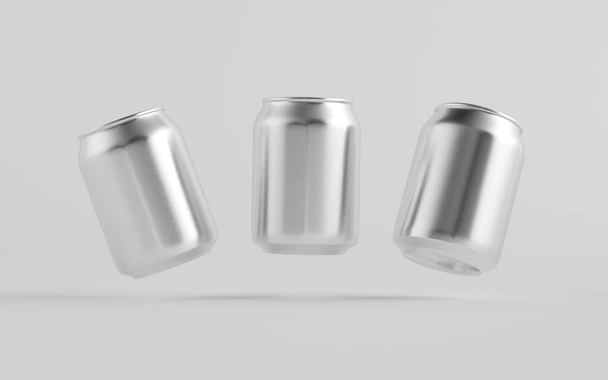 8 oz. / 250ml Stubby Aluminium Beverage Can Mockup - Three Cans.  3D Illustration - Φωτογραφία, εικόνα
