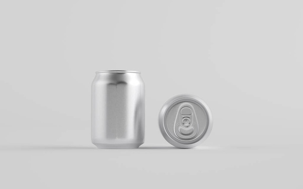 8 oz. / 250ml Stubby Aluminium Beverage Can Mockup - Two Cans.  3D Illustration - Fotografie, Obrázek