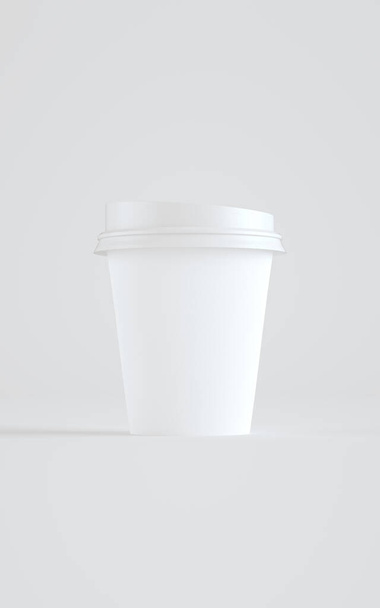 8 oz. Paper Coffee Cup Mockup With Lid - One Cup. 3D Illustration - Photo, Image