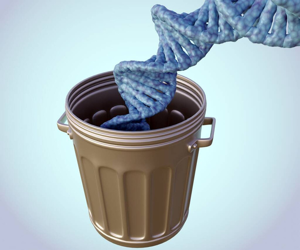 ゴミ箱に捨てられたDNAヘリックス3Dレンダリング - 写真・画像
