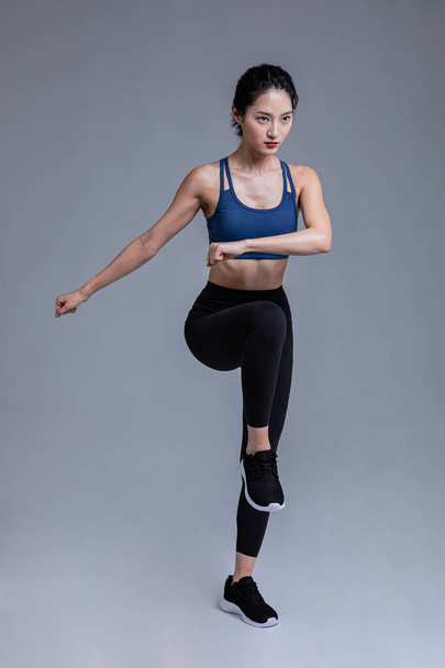 healthy beauty concept photo of korean asian beautiful woman running poses - Zdjęcie, obraz