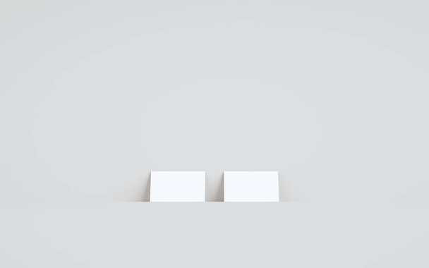 Business Card Mock-Up (3.5 x 2) Mock-Up - Two Cards Against Wall Background. 3D Illustration - Φωτογραφία, εικόνα
