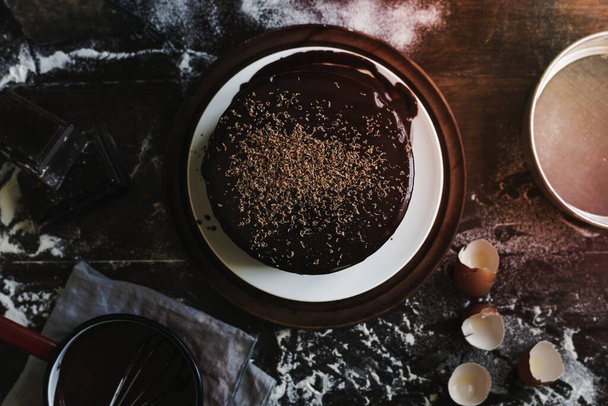 Chocolate cake food photography recipe idea - Photo, Image