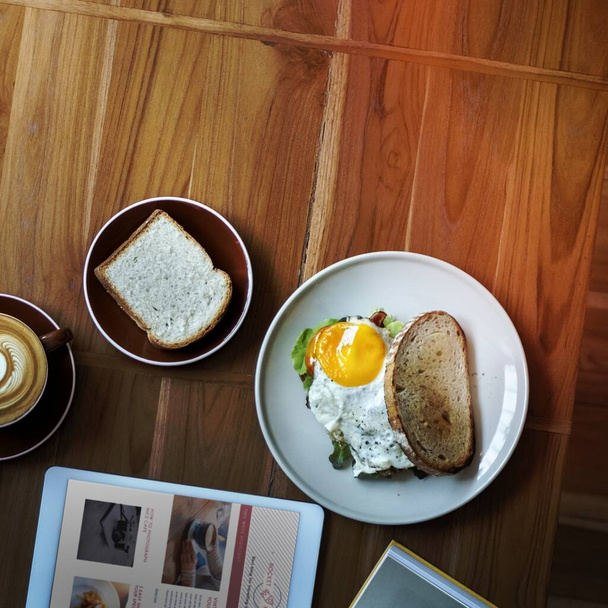 Reggeli Élelmiszer Ízletes ételek és italok Minőségi koncepció - Fotó, kép