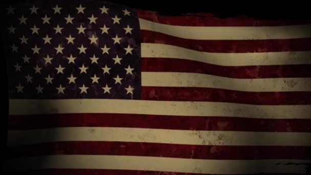 ΗΠΑ σημαία κυματίζει, παλιά, grunge βλέμμα, φόντο - Πλάνα, βίντεο