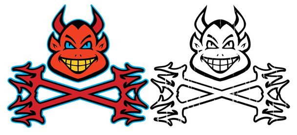 Boldog kis ördögök rajzfilmfigura - Vektor, kép