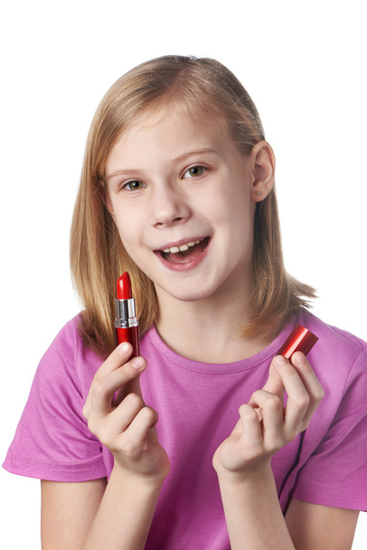 Girl with red lipstick - Photo, Image