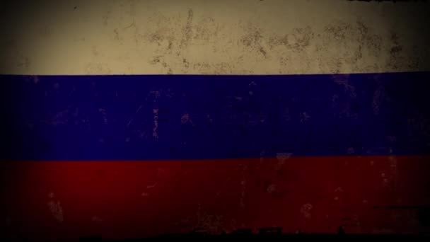 Russische Federatie achtergrond Rusland vlag wapperend, oude, grunge blik, - Video