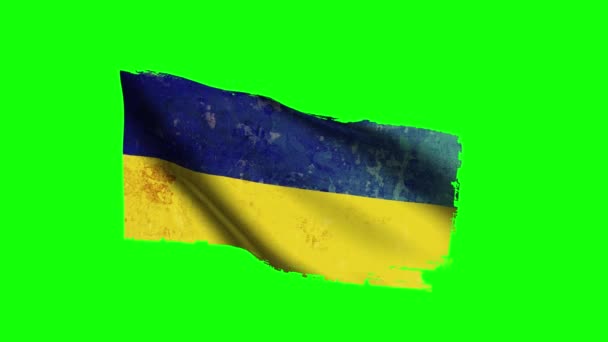ukrainische Flagge schwenkend, alter, grunge look green screen - Filmmaterial, Video