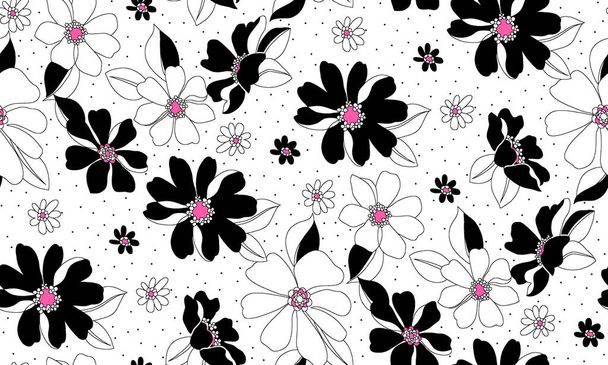 A beautiful abstract floral design with colourful trendy flowers and leaves for apparel design. floral motif, floral illustration, Floral composition,  - Фото, зображення