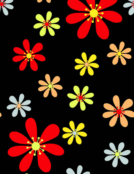 A beautiful abstract floral design with colourful trendy flowers and leaves for apparel design. floral motif, floral illustration, Floral composition,  - 写真・画像