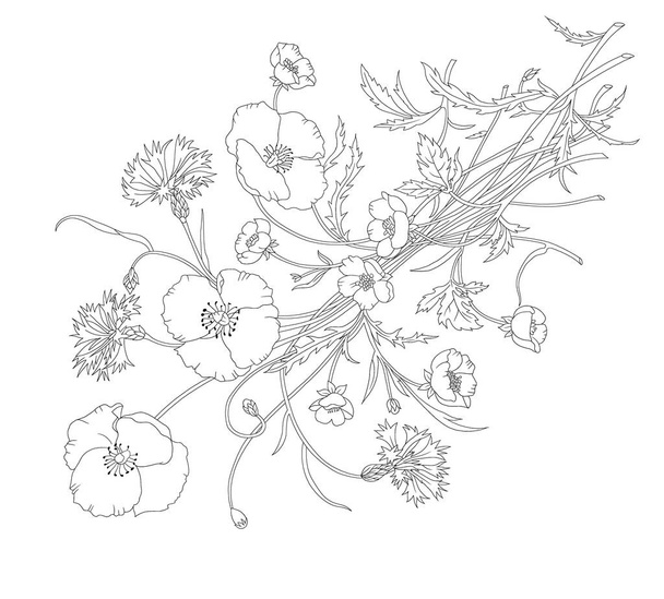 Um belo design floral abstrato com flores coloridas da moda e folhas para o design de vestuário. motivo floral, ilustração floral, composição floral,  - Foto, Imagem
