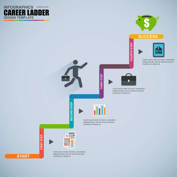 Infographics zakelijke carrière ladder vector ontwerpsjabloon - Vector, afbeelding