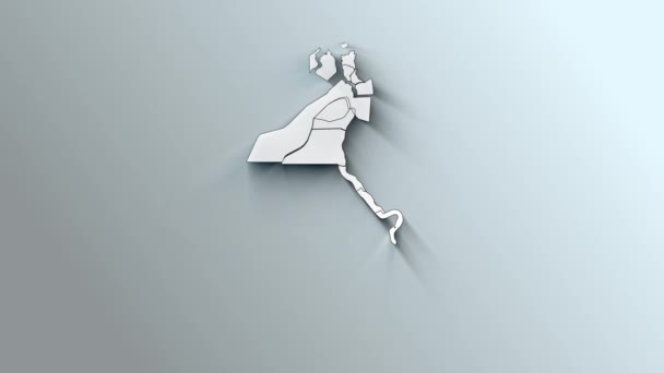 Modern White Map of Egypt with Governorates - Footage, Video