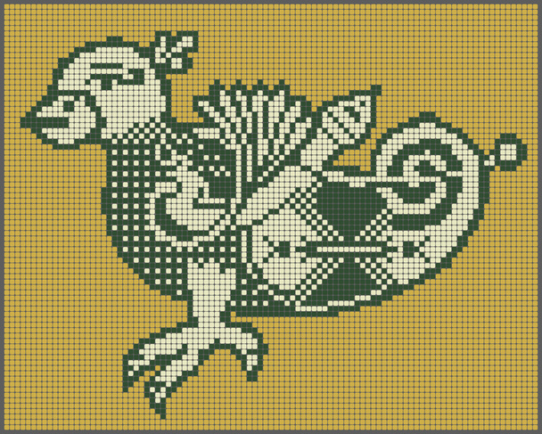 pixel bird design in folk style for cross stitch embroidery - Vecteur, image