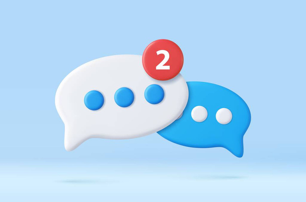 Iconos de burbuja de voz 3D aislados en segundo plano. Símbolo 3D para chatear en las redes sociales. signo de respuesta con las redes sociales. Caja de chat, caja de mensajes. renderizado 3d. Ilustración vectorial - Vector, imagen
