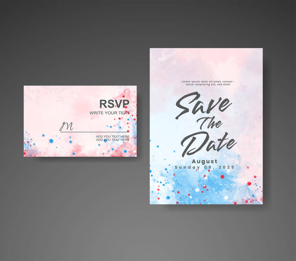 Save the date with watercolor background. Design for your invitation. - Vector, Image