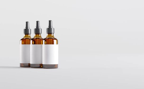 Amber Dropper Bottle Mockup 3D Illustration - Foto, immagini