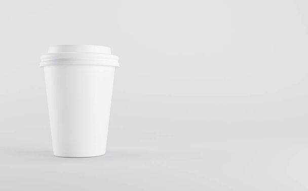 White Coffee Cup Mockup 3D Illustration - Photo, Image