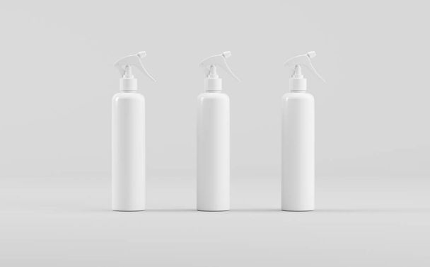 White Cosmetic Trigger Spray Bottle Mockup 3D Illustration - Фото, зображення