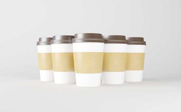 White Coffee Cup Mockup 3D kuvitus - Valokuva, kuva