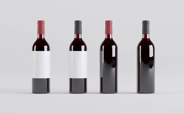 Wine Bottles Mockup 3D Illustration - Foto, Imagem