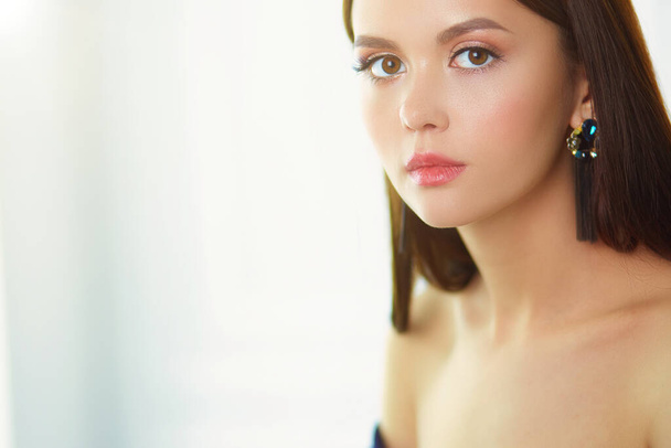 Beauty portrait of female face with natural skin. - Valokuva, kuva