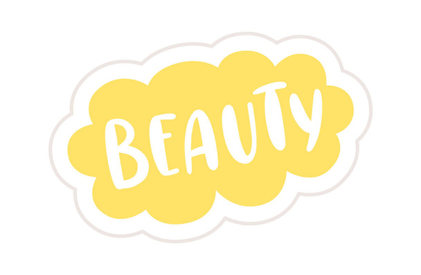 Beauty Lettering Sticker Vector Illustration - Vector, Image