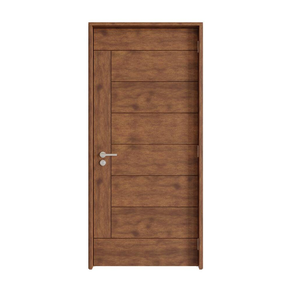 Brown Close Interior Door. Realistic 3D Render. Isolated On White Background. Front View. - Photo, Image