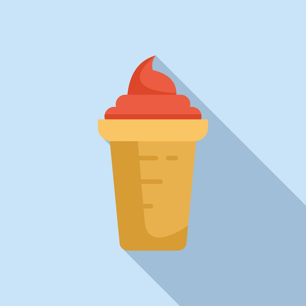 Ice cream cup icon flat vector. Fast food. Delivery snack - Vector, Image