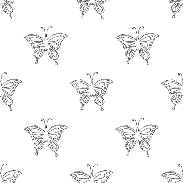 Seamless butterfly pattern. Drawn butterfly background - Foto, immagini