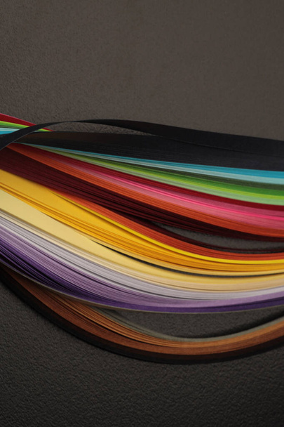 Art Color strip gradient wave grain paper on black. Abstract texture background. - Φωτογραφία, εικόνα