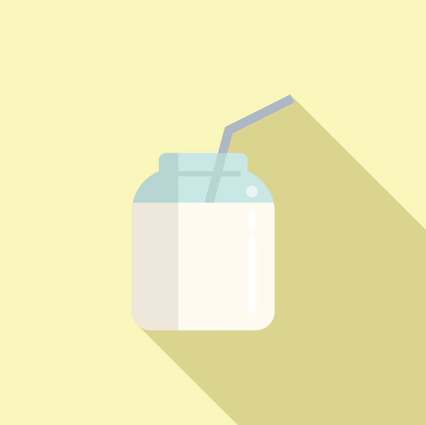 Milkshake icon flat vector. Food protein. Vitamin nutrition - Vektor, obrázek