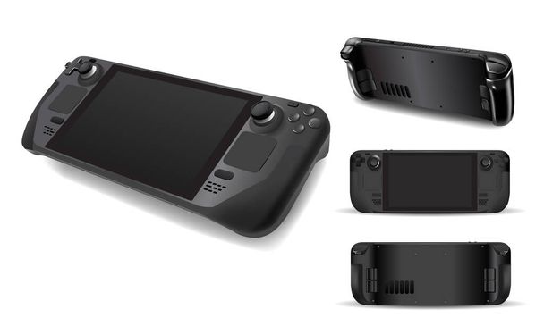Ensemble d'illustration portative de vecteur de couleur noire de dispositif de jeu de console sur le blanc - Vecteur, image