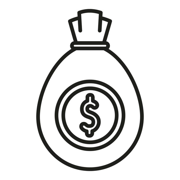 Money bag icon outline vector. Bank finance. Coin reserve - Vektor, Bild
