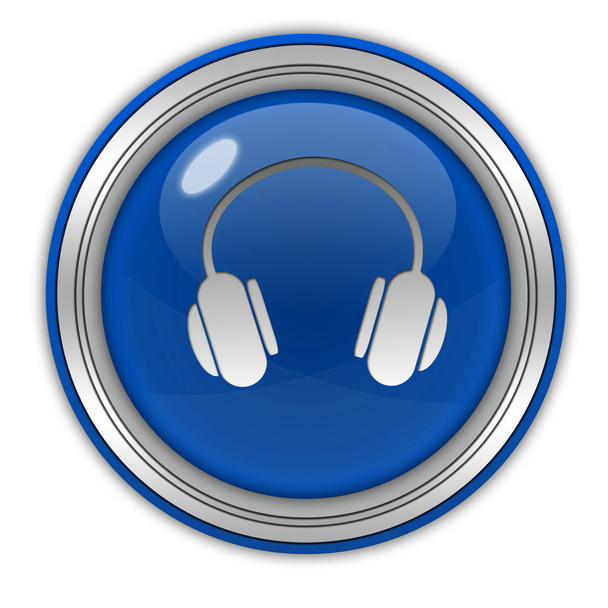 Fülhallgató kör alakú ikon fehér háttér - Fotó, kép