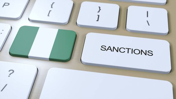 Нигерия вводит санкции против какой-то страны. Санкции, наложенные на Нигерию. Нажатие кнопки клавиатуры. Политика в 3D-формате. - Фото, изображение