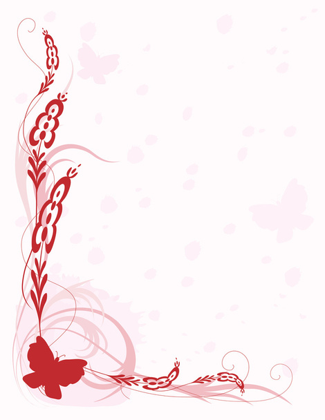 Pink border with  butterflies - Вектор, зображення