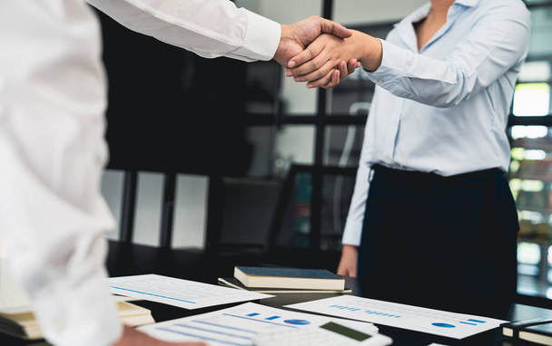 Businessman shaking hands successful making a deal. mans handshake. Business partnership meeting concept - Photo, Image