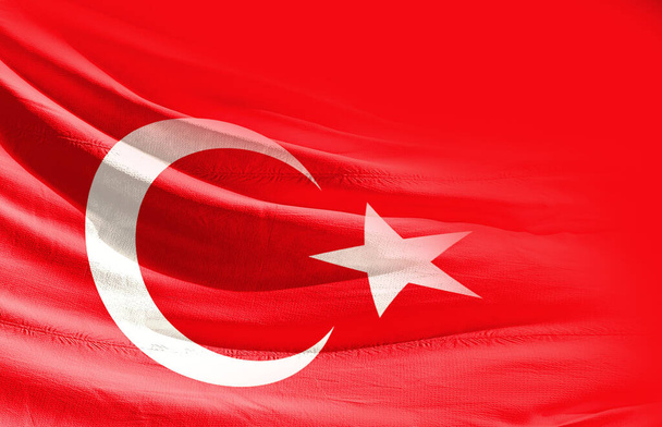 Turkki heiluttaa lippua lähikuva - Valokuva, kuva